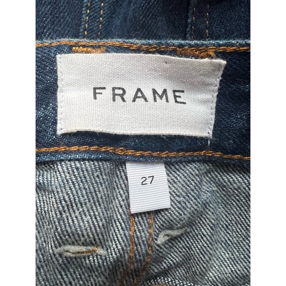 Frame Denim Le High & Tight Exposed Zipper Dark Blue Frayed Hem Jeans 27 - Picture 11 of 11